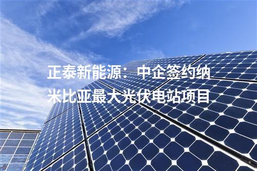 正泰新能源：中企簽約納米比亞最大光伏電站項目